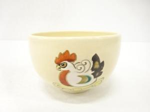 三浦竹軒造　金彩色絵　干支酉　茶碗